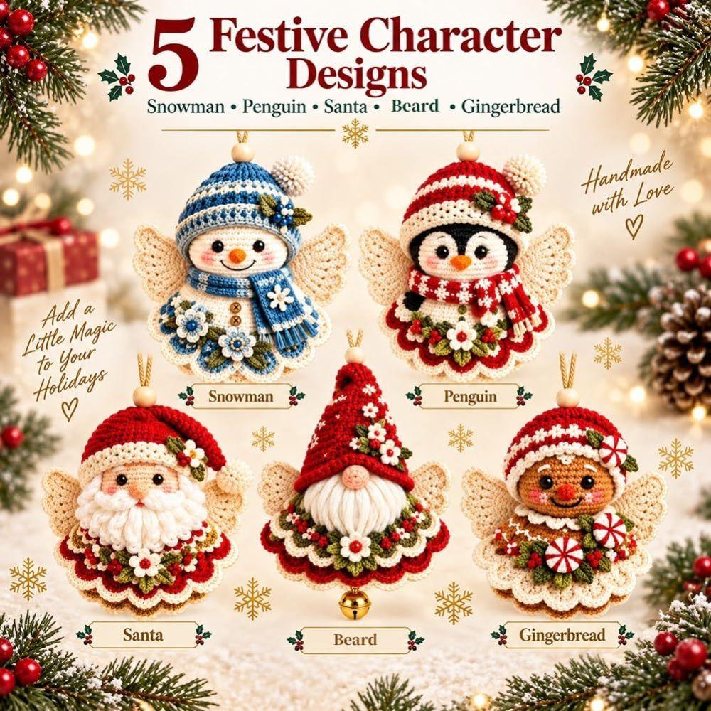 Handmade DIY Crochet Christmas Ornament Kit Christmas Hanging Decor Christmas Tree Decoration