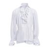 Men Shirt Medieval Ruffle Long Sleeves Color Lace-up Sleeves Strap Puff Solid Pleated Loose Lapel Vintage Halloween Party Cosplay
