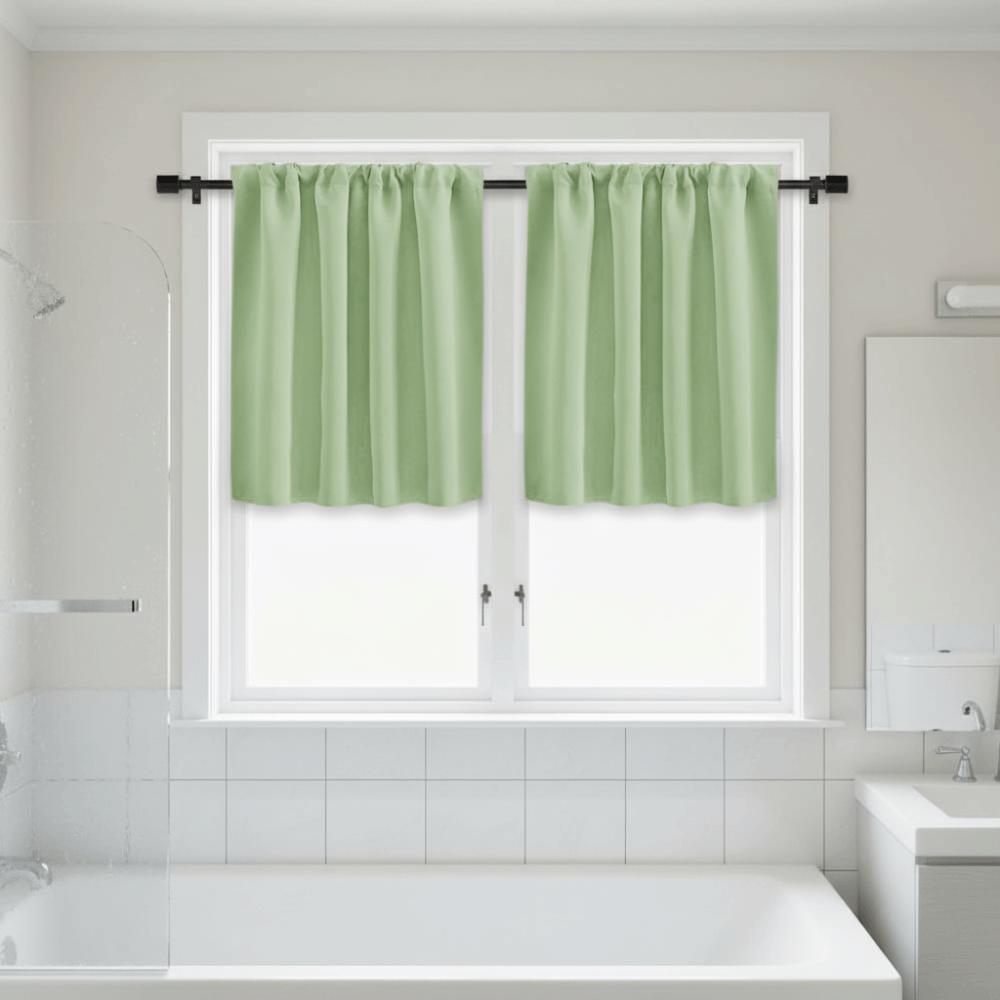2PCS Solid Color Kitchen Short Curtain Through-rod Design Cabinet Curtain Fireplace