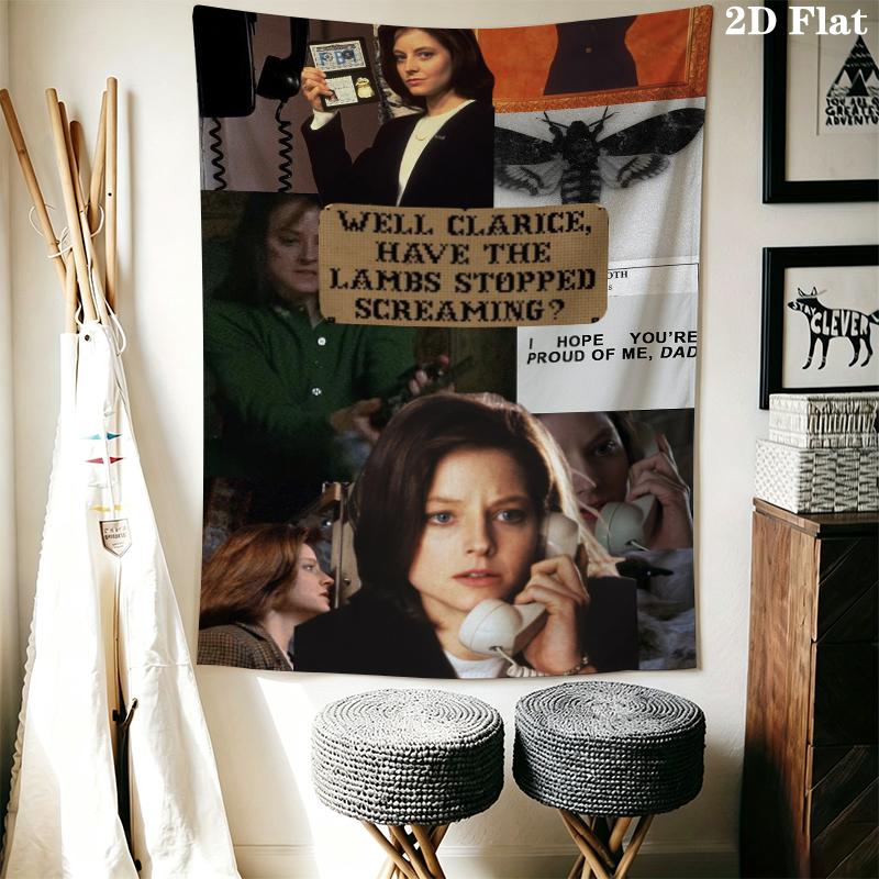 The Silence of the Lambs Wall Tapestry Aesthetic Wall Hanging Printed Fabric Blanket Decorative Tapestries for Bedroom Living Room Home Decor