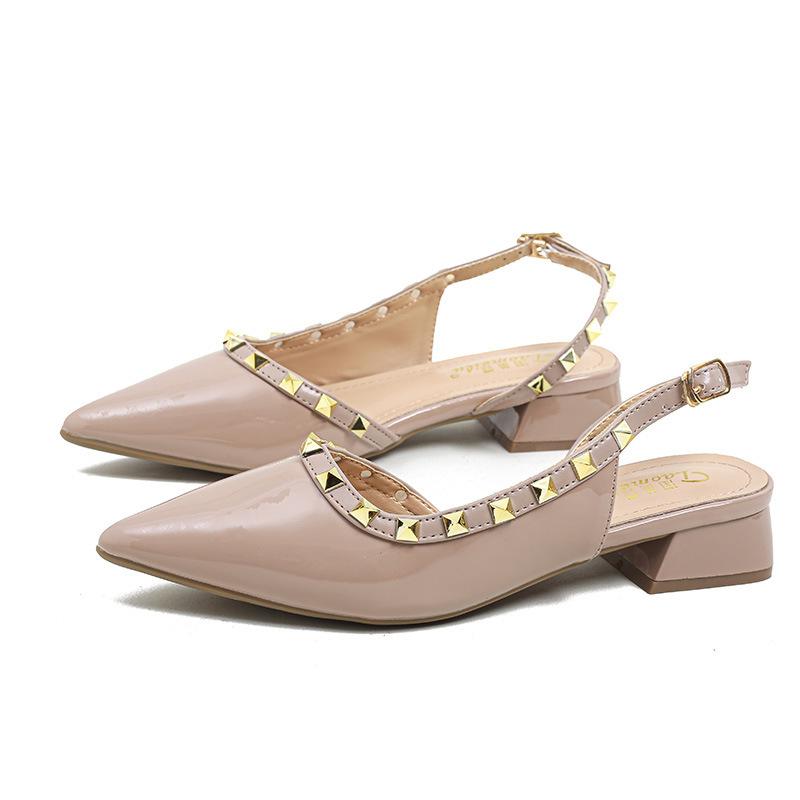 Spot second hair~ Baotou sandals women's summer 2025 new low-heeled willow nails temperament pointed nude single shoes women