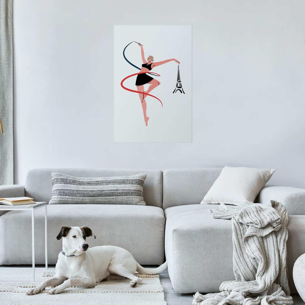 Plakat - Ilustracja Kobiety Z Szarfą - Gimnastyka Artystyczna