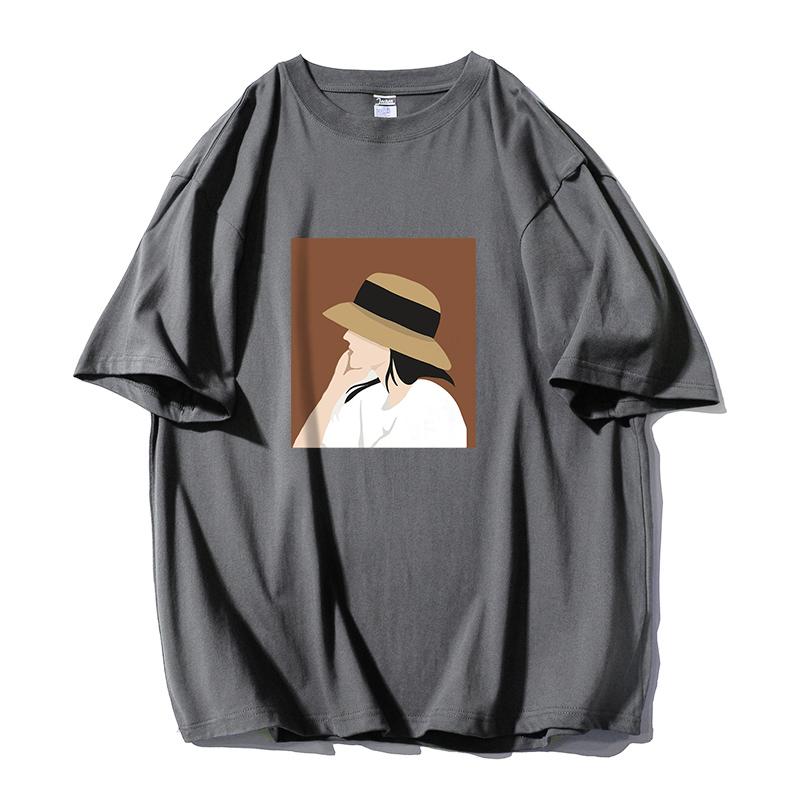 Shellsuning Summer 100% Cotton Soft Printed T-shirts Women 2023 New Fashion Simple O-neck Basic Harajuku Tees Casual Girl Top Female All-match Tops