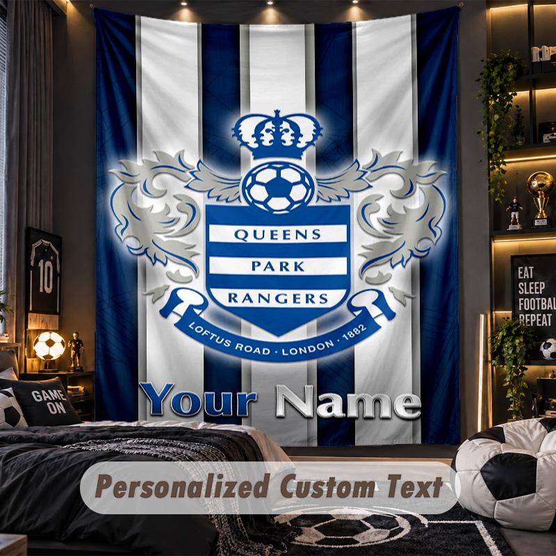 TapestryQueens Park Rangers FC Custom Name Text Personalized Wall Hanging Tapestry Home Wall Decor