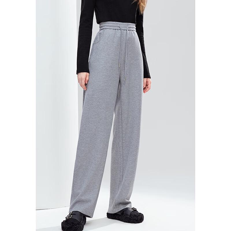 Betu Women's 2025 Winter Elastic Waist Curved Wide-Leg Pants