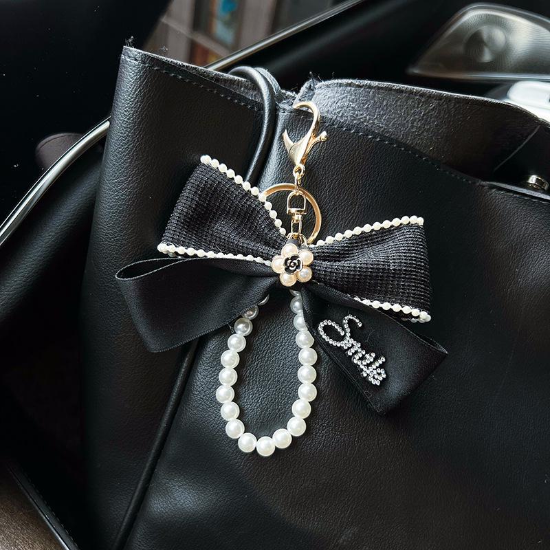 Camellia Bow & Pearl Keychain Pendant for Bags