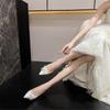 Fashion White Rhinestone High Heels for Women Wedding Bridal Shoes French Floral Dress Pumps