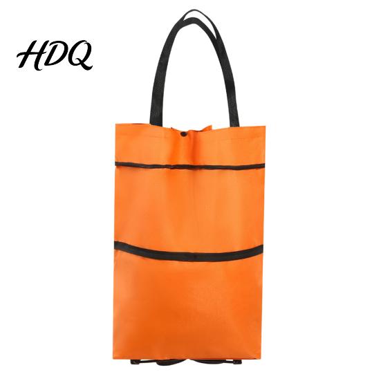 Outdoor Picnic Utility Tote Foldable Shopping Bag with Wheels Heavy-Duty Waterproof Oxford Cloth Grocery Cart Space Saving Organizer Reusable Roller