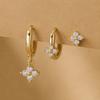 French Style Cubic Zirconia Earrings Set for Women Gold Color Ear Stack Hoop Jewelry Elegant Minimalist Daily Accessories Gift