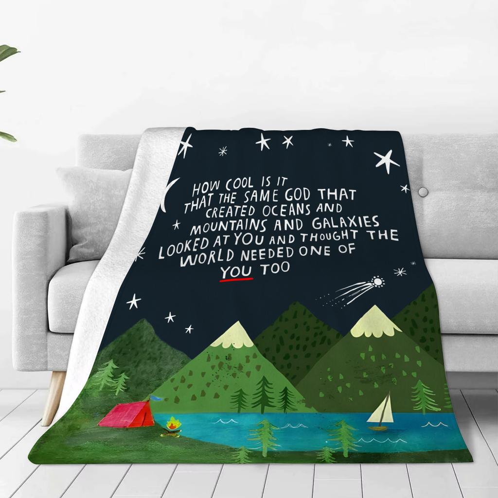 How Cool Is It Camping Flannel Blanket Nordic Vintage Travel Art Print Home Decor Living Room Bedroom Gift Soft Throw Blanket