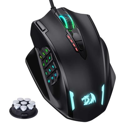 Redragon M908 Impact RGB LED MMO Gaming 12 Side Optical Wired Ergonomic Gamer Up To High 20 Programmable Macro with Comfort Grip Mouse, Buttons,