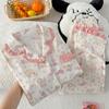 Sweet Ruffle Edge Imitation Cotton Cartoon Cute Pajamas Women's Spring and Autumn New Loungewear Long Sleeves