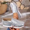 Large size flat casual shoes spring and autumn new snake pattern leather surface round head women's single shoes lazy shoes
