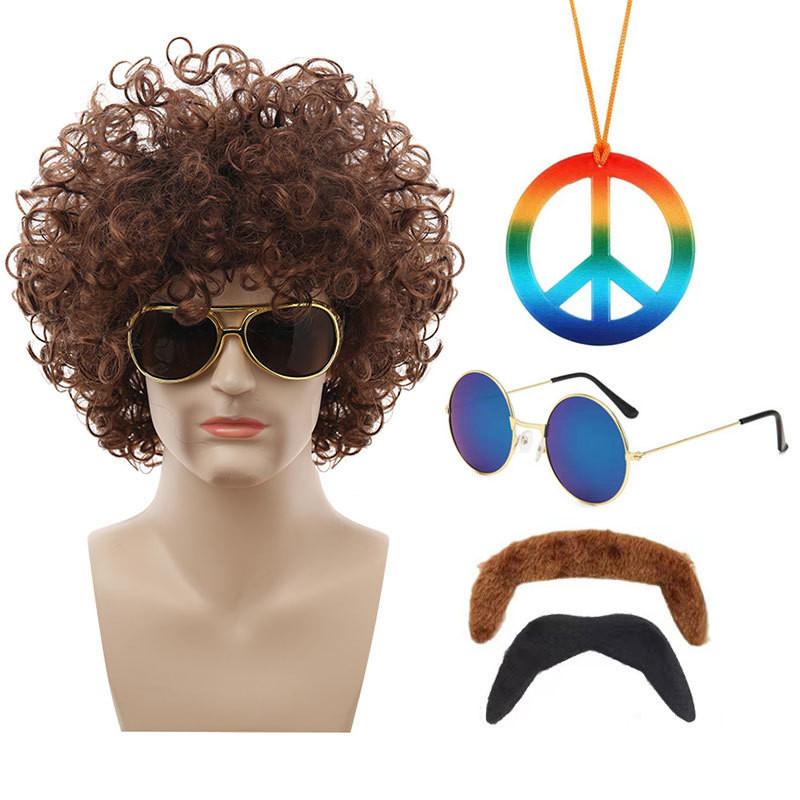 Colorful Coffee Brown Punk Wig For Halloween Parties With Accessories And Hairpieces