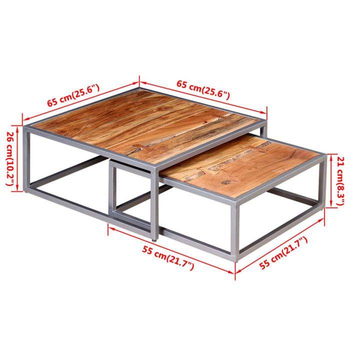 VidaXL Ensemble de table basse 2 pièces Bois d'acacia massif