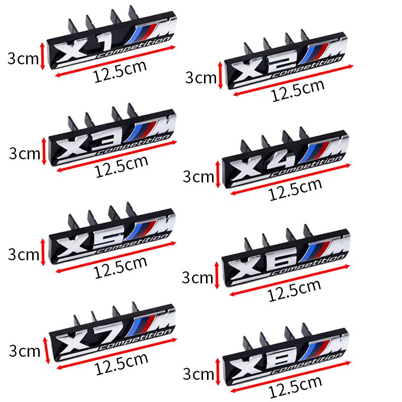 1Pc 3D ABS X Badge Car Front Grille Badge Sticker Auto Accessories For BMW M2 M X3 M4 X5M M6 M7 F48 G01 E84 E83 F39 F10 F30 G11