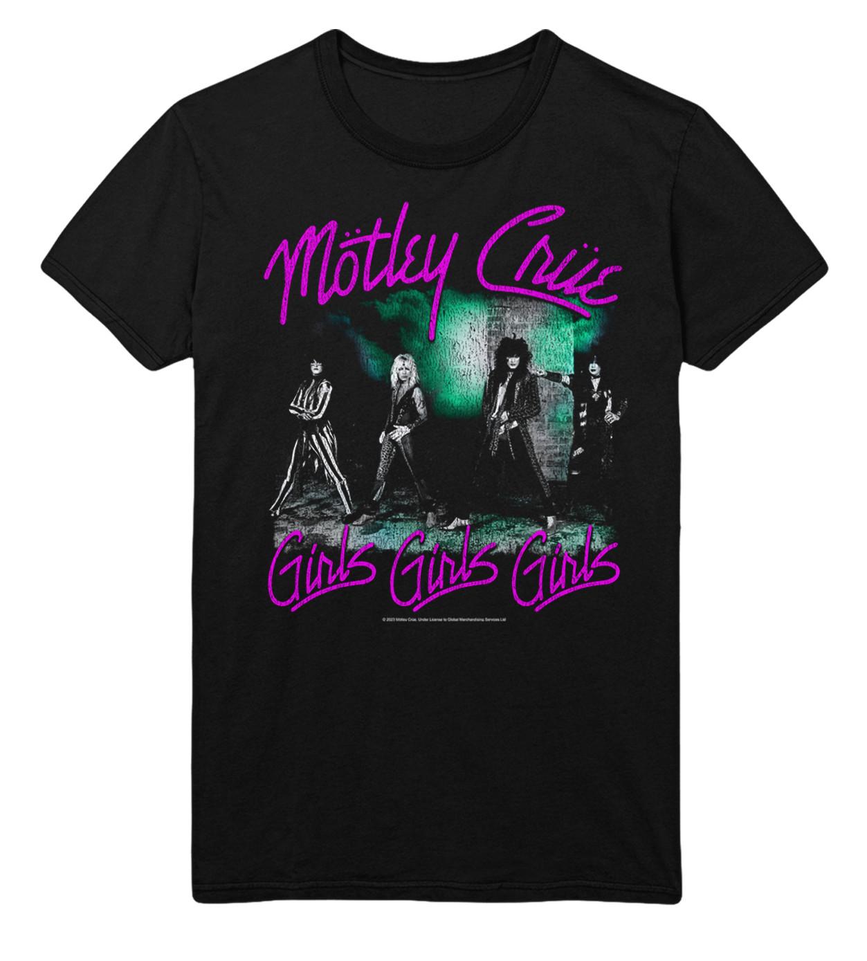 Stakes Motley Crue Pink Girls Jumbo Print T-Shirt T-Shirt Black New XXXXL