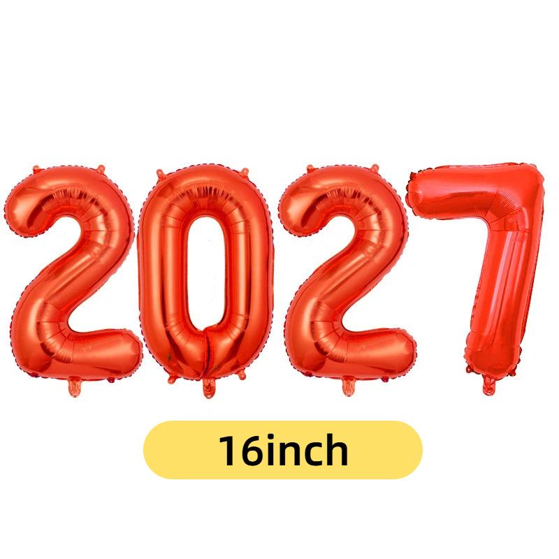 2027 Number Foil Balloons 16/32 Inch Multicolor Floatable Decor for New Year Christmas Graduation Party