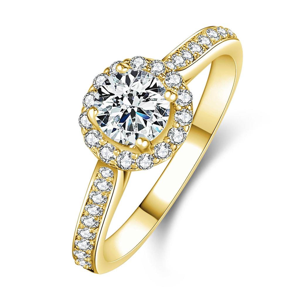 Women's Light Luxury Round Diamond Zircon Ring – Elegant Micro-Pave Fashion Accessory
