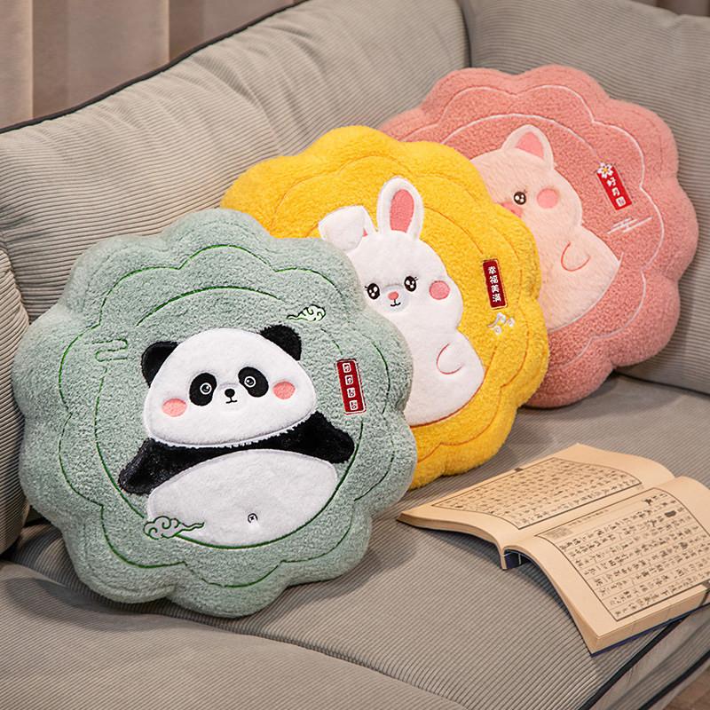 Plush Panda Mooncake Cushion With Soft Short Plush For Holiday Gift Gift For Women