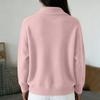 Women's Casual Color Long Sleeve V Neck Zip Front Top for Everyday Wear