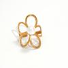 European and American Stainless Steel Pearl Flower Adjustable Ring - Simple, Stylish Ladies' Jewelry