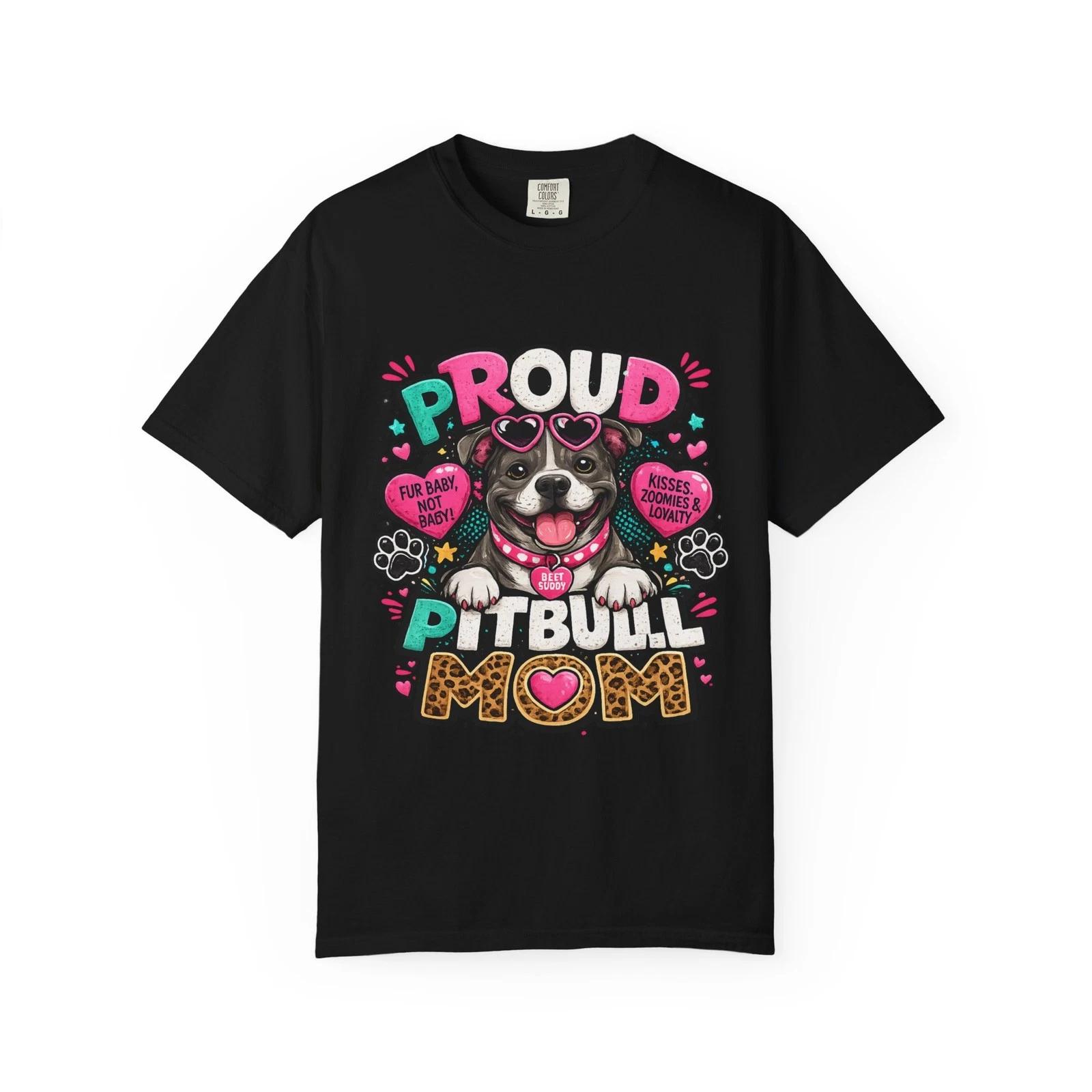 Proud Pitbull Mom T-Shirt | Cute Pitbull Illustration XXL