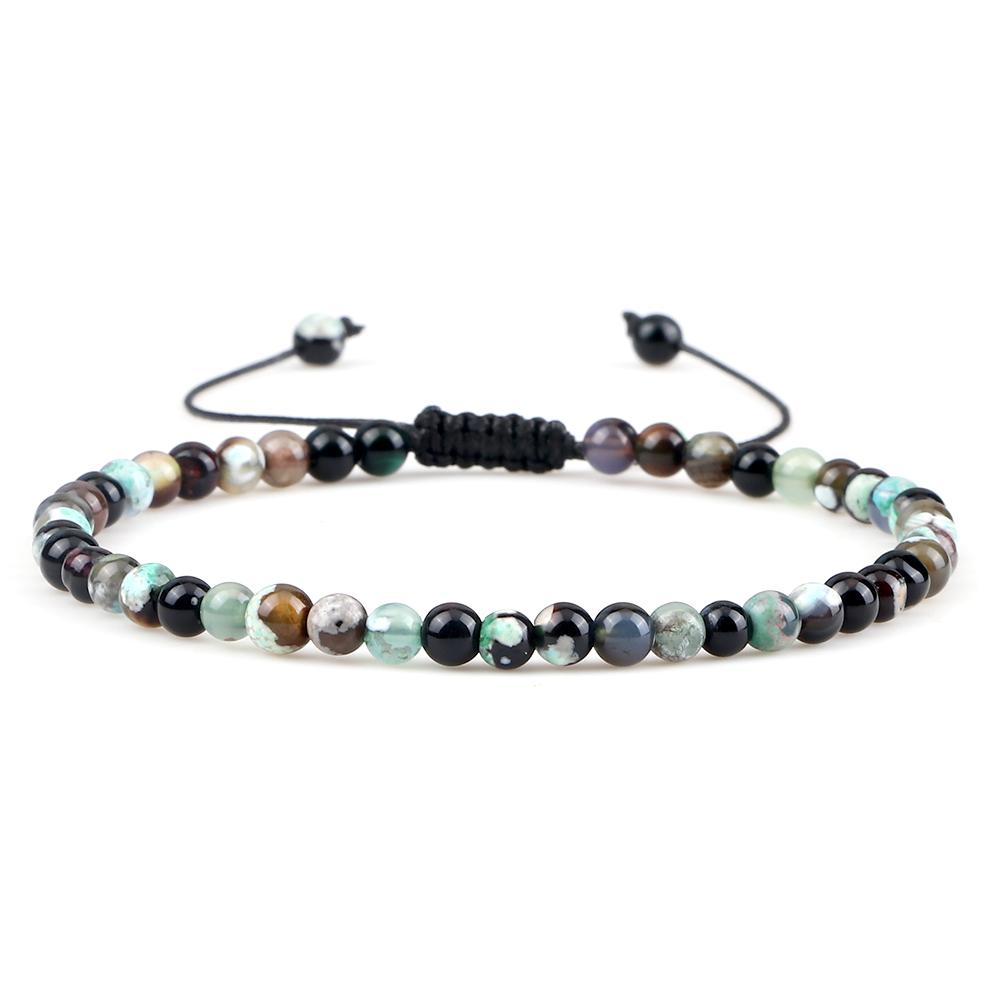 Adjustable 4mm Chakra Beads Bracelet Mini Natural Stone Agats Lava Tiger Eye Beaded Bracelets & Bangles Women Men Gift Jewelry