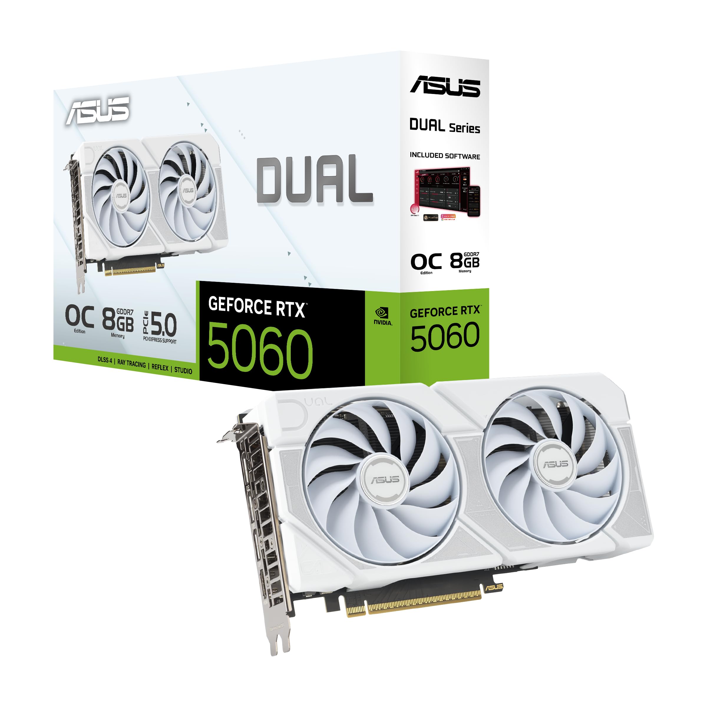 

Відеокарта ASUS Dual GeForce RTX 5060 White Edition 8GB GDDR7 Японський роздрібний продавець DUAL-RTX5060-O8G-WHITE (Офіційний продукт)
