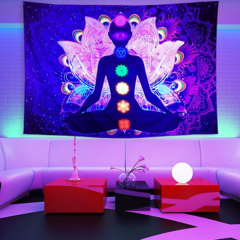 UV Fluorescent Tapestry Print Wall Hanging Art Home Decor