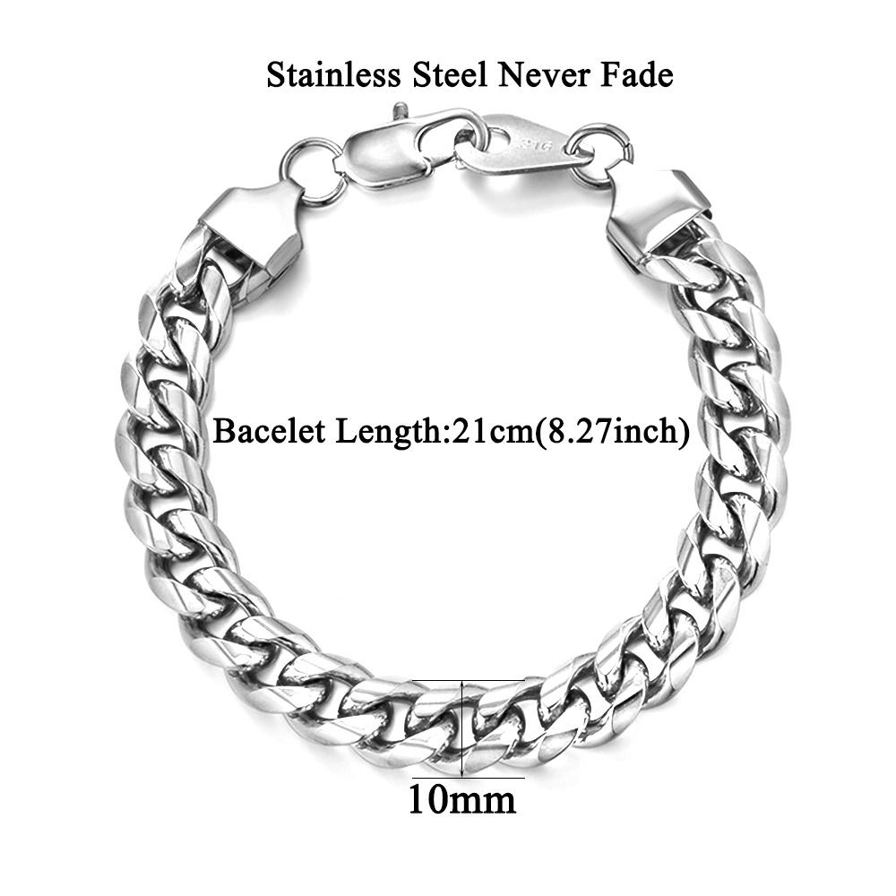 

Punk Fashion Cuban Link Bracelet Male Gold Silver Color Stainless Steel Hand Chain Bracelet For Men Cool Hip Hop Jewelry Gift