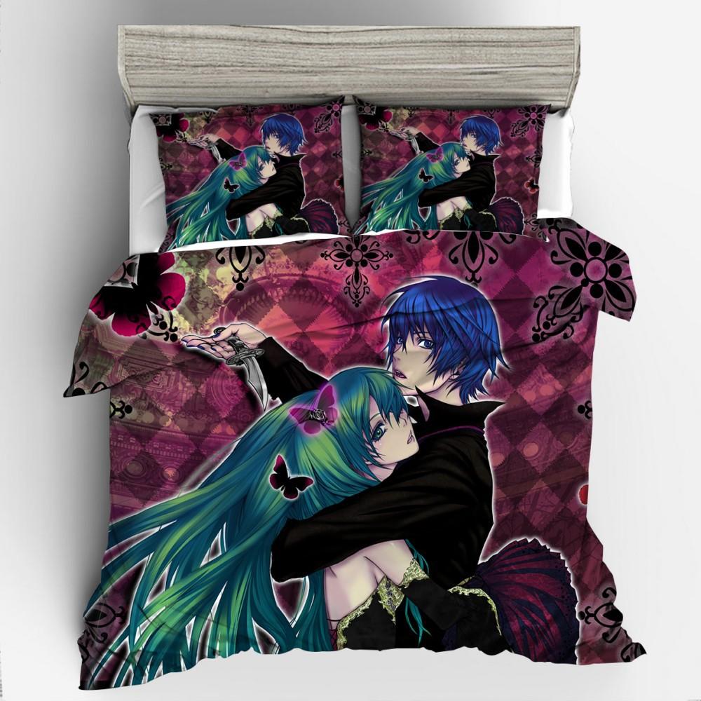 3D Digital Printing Animation Series Hatsune Quilt Cover Three-Piece Set Thickened
