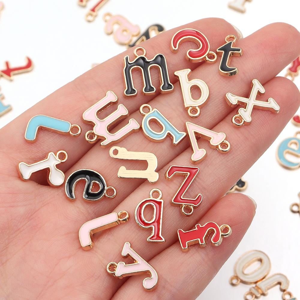 26pcs/lot Alloy Drip Oil Pendant Colorful A-Z English Letter Charm Pendant For DIY Handmade Earrings Necklace Gift Accessories