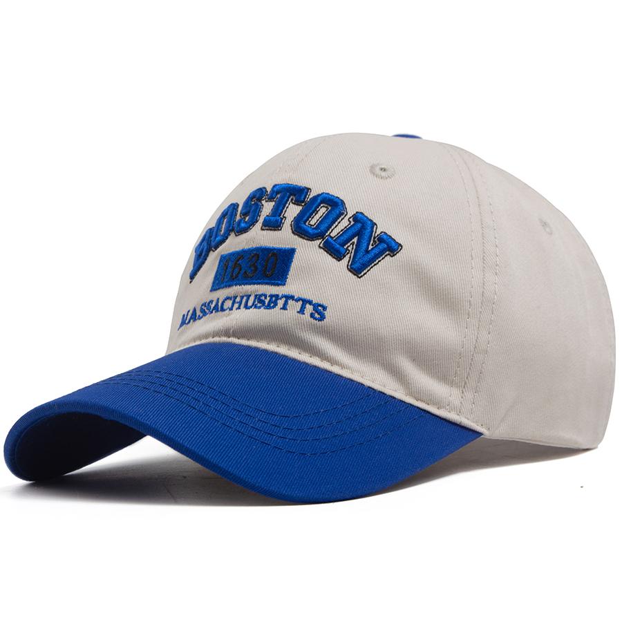 Vintage Boston 1630 Letter Embroidered Baseball Caps Men Women Two-Tone Patchwork Curved Brim Dad Hat Casual Outdoor Golf Hat