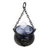Portable Magic Pot Halloween Cauldron Decoration, Spooky Large Witch with Colorful LED Light, Black Plastic Candy Bowl for Trick or Treat, Party Decor