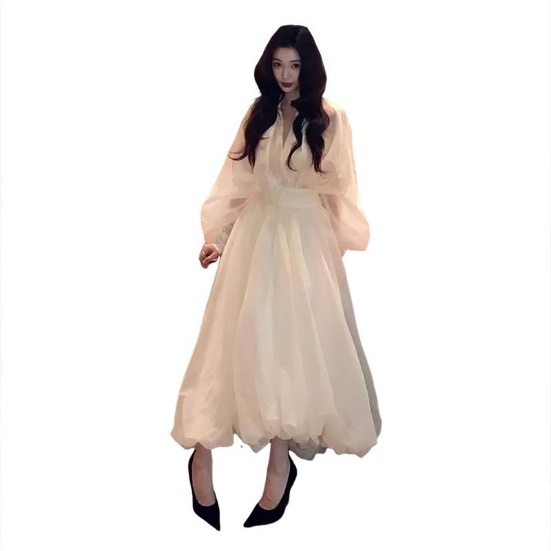 2026 Summer New European and American French Gentle Wind Waist Mesh Super Fairy Sweet Dress Women