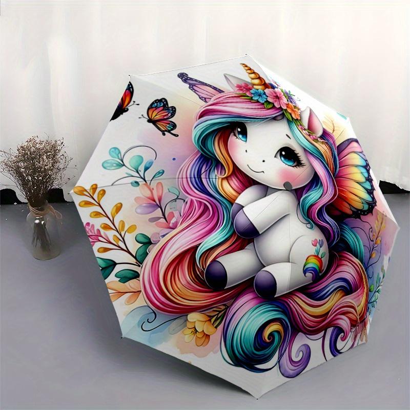 1pc Unicorn Idea Automatic Opening and Closing Umbrella - Small Umbrella Suitable for Various Occasions, Portable 3-Fold Small Umbrella for