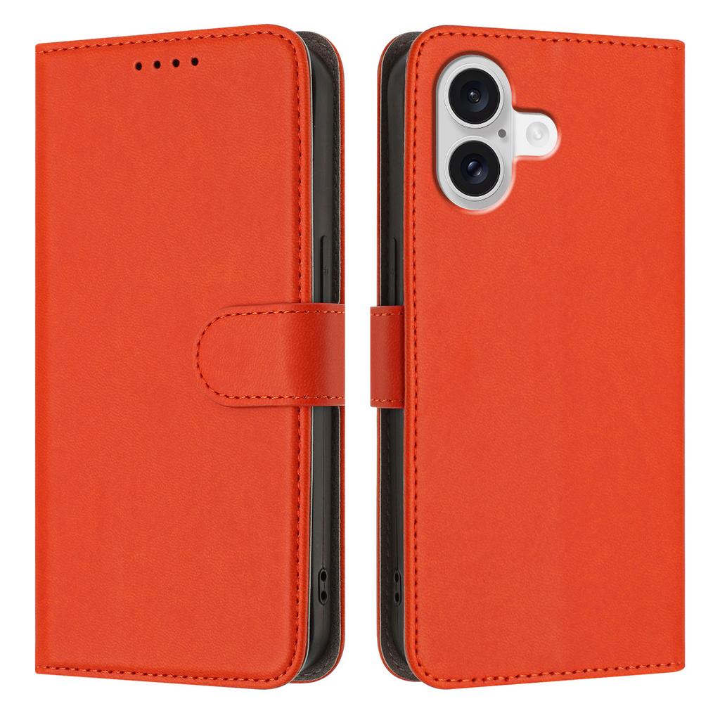 For iPhone 17 Leather Case Solid Color Phone Cover with Wallet