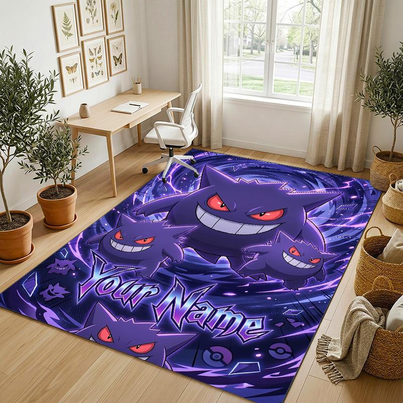 Personalized Crystal Velvet Carpet,Pokémon Custom Printed Name, Plush Area Rug For Home Indoor Decor