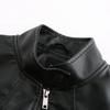 Women's Slim Leather Stand-Up Collar Zipper Stitching Solid Color Jacket