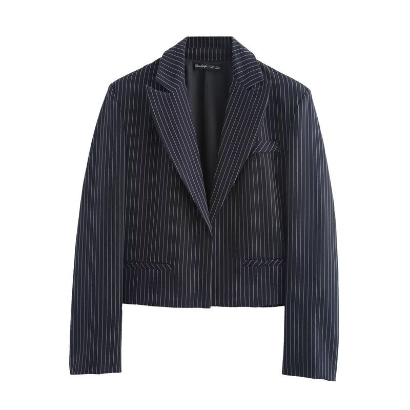 Fashion Style 2024 Autumn New Women's Clothing Pinstripe Loose Short Long Sleeve Suit Coat 1255853
