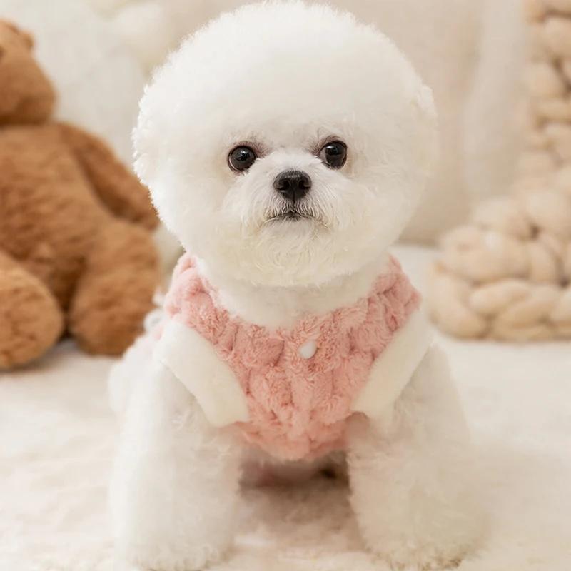 Winter Warm Fleece Vest for Pet Dogs Soft Chihuahua Bichon Puppy Kitten Clothing Girls Dog Costume Cardigan Soft Pet Apparel