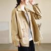 Fashion Loose Drawstring Trench Coat Double-Breasted Casual Loose Short Jacket Women's Cotton Top Spring Autumn