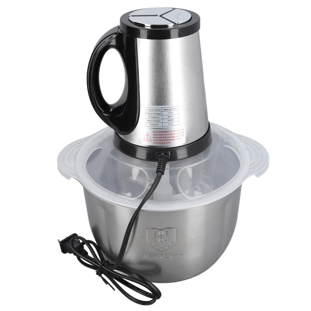 Food Processor Stainless Steel 4L High Capacity with 5 Blades Electric Food Chopper for Meat Vegetab