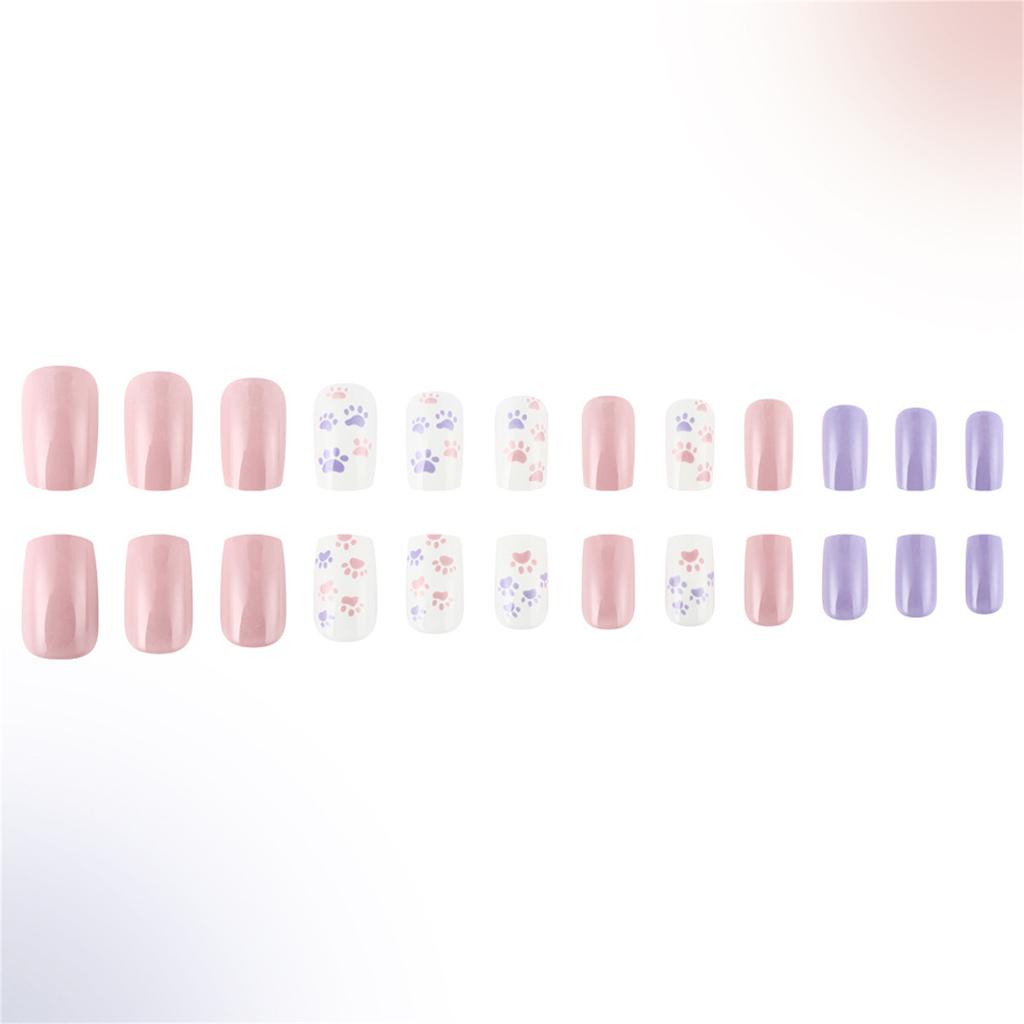 Square Press On Nail French Tip Fake Nails Glues On Nail Cat Paws Designs Artificial Nails Acrylic Nail Stick On Nails