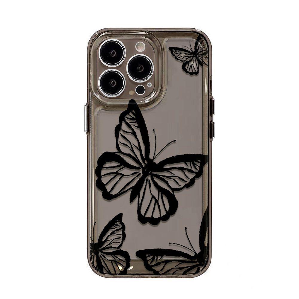 Black line butterfly for iPhone17promax Apple 16 mobile phone case 14/13 fine hole 15 anti-drop