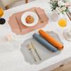 4 Piece PU Leather Table Mat Retro Place Mat Elegant Irregular Tableware Pad  Party Table Decor