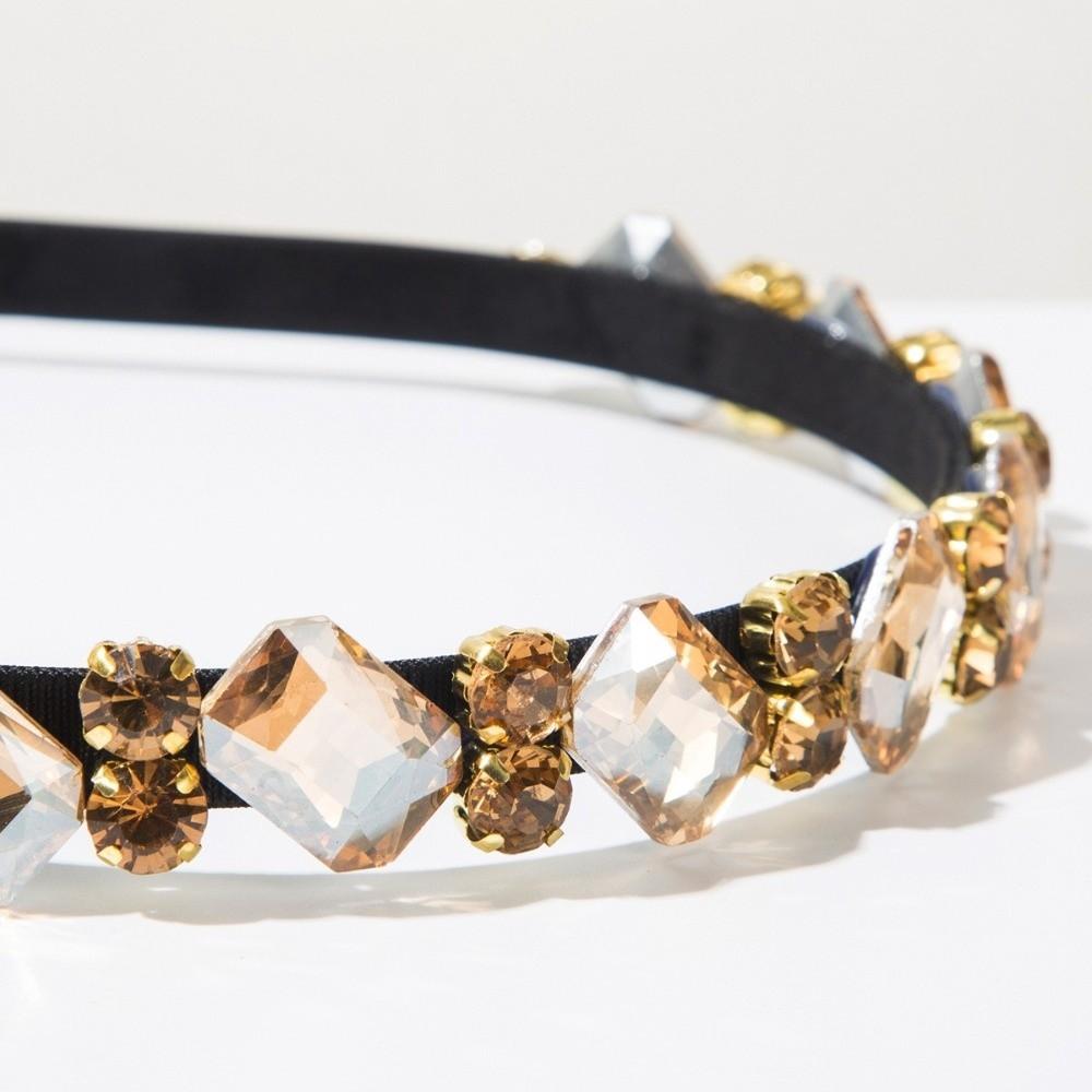 Glamorous Retro Rhinestone Headbands Elegant Sparkling Crystal Hairbands Narrow Hair Hoop for Women