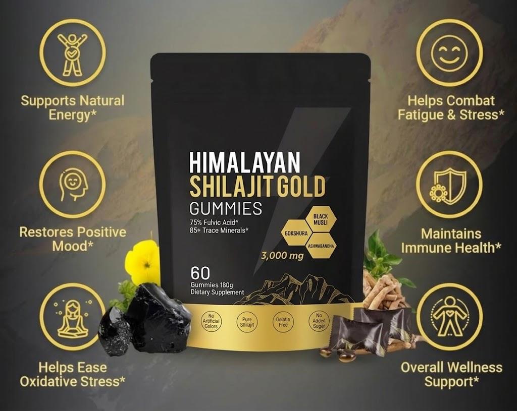 Advanced Shilajit Resin Gummies (60 Count) – 3,000mg Potency with Ashwagandha & Ginseng – Pure Fulvic Acid & Trace Minerals, Gelatin-Free