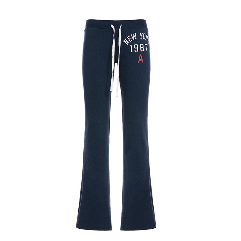 Pantalones de Moda de Tiro Bajo con Bloques de Color y Cordones - Casual y Cómodos